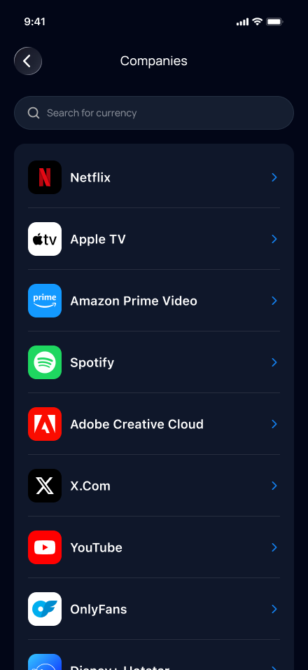 Subscriptions screen showing active subscriptions including Netflix, Spotify, Disney+ expiring soon, and paused subscriptions like YouTube